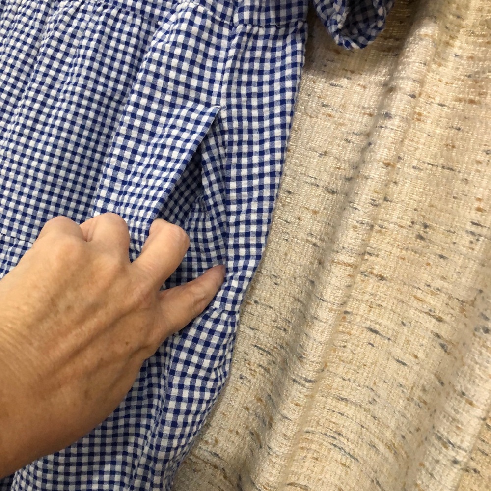 Old Navy Blue & White Gingham Puff Sleeve Tiered Midi Dress - Picture 3 of 9
